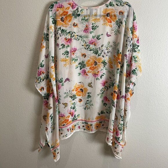 Torrid Womens Plus 14-18 White Floral Butterfly Chiffon Longline Kimono - Picture 10 of 10
